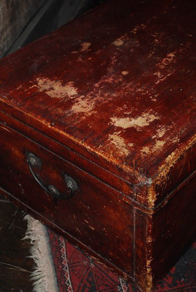 Malle Ancienne Chinoise En Cuir-photo-3