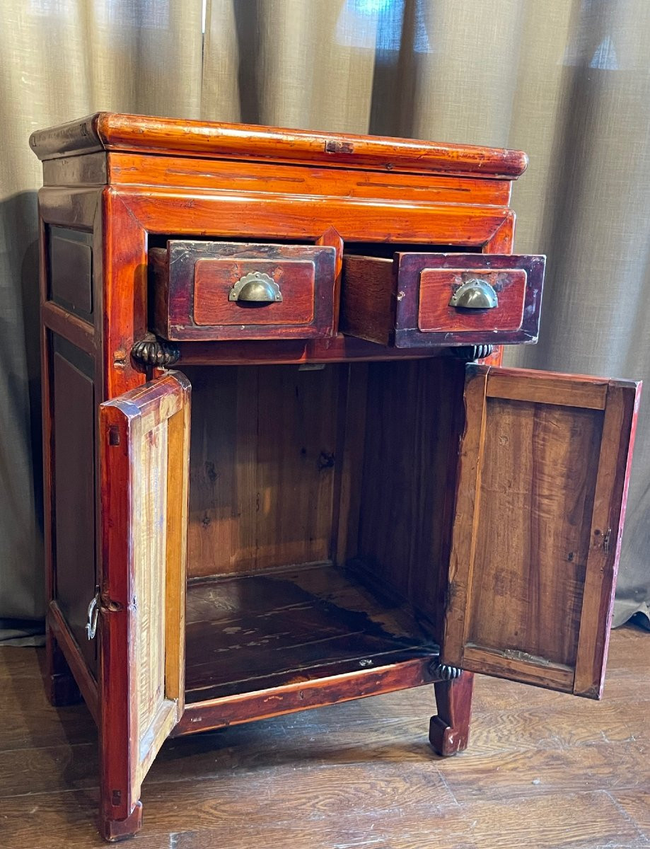 Antique Chinese Sideboard With 2 Doors And 2 Drawers-photo-4