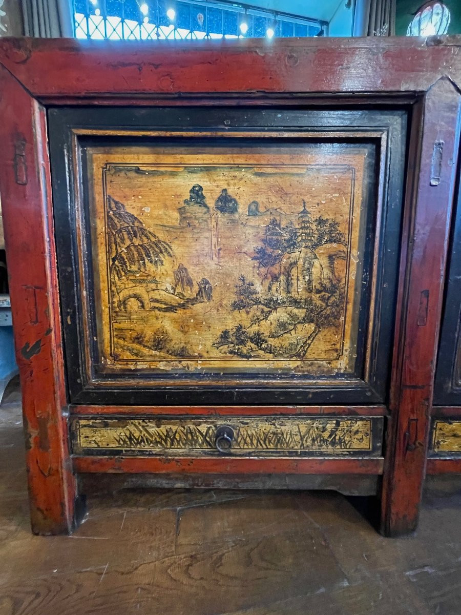 Antique Chinese Sideboard With 3 Doors And 3 Drawers-photo-6