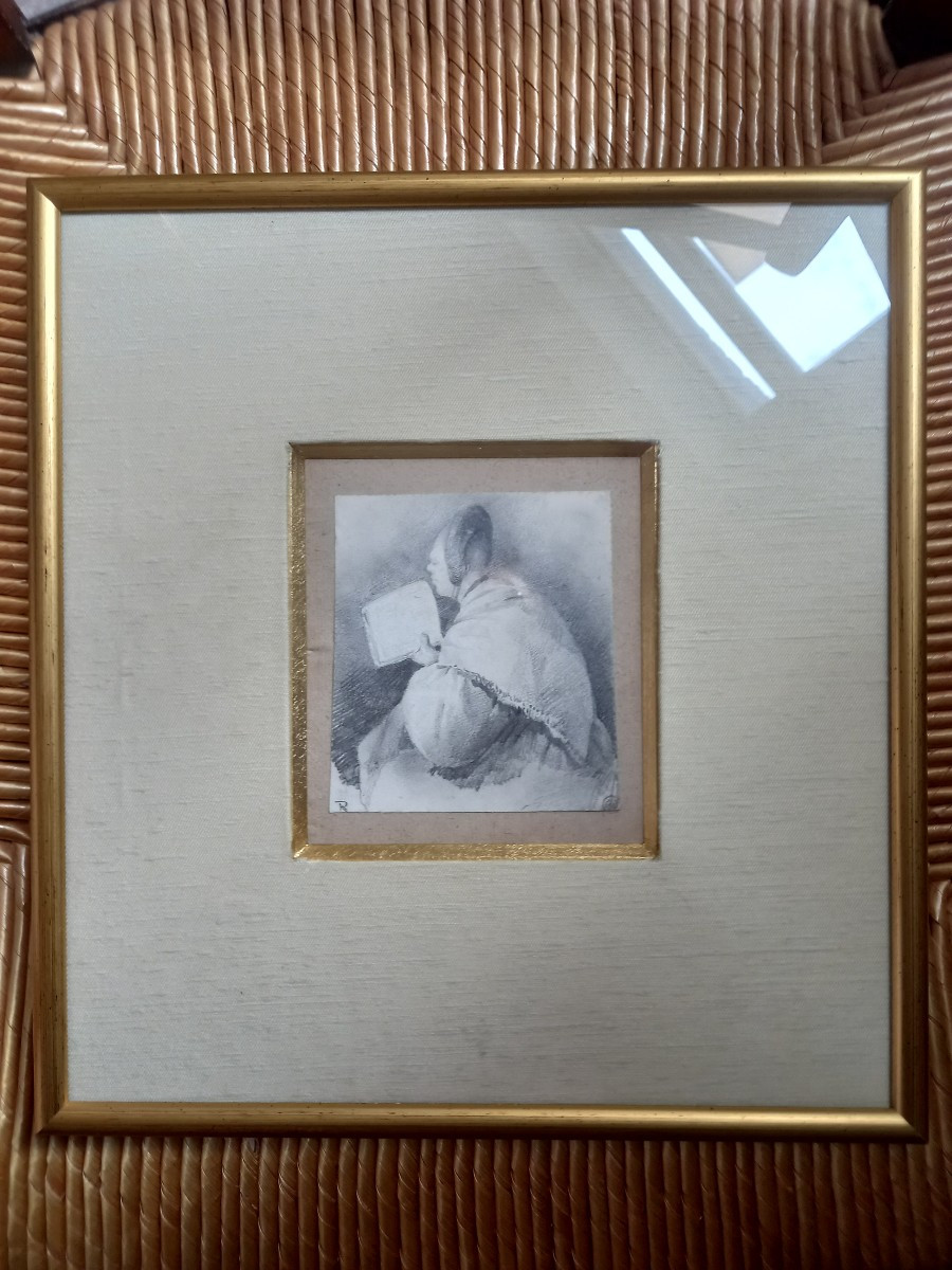 The Reader: Drawing By Théodore Ravanat (1812-1883)