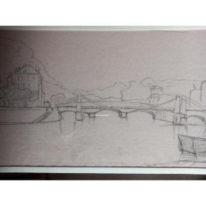 Drawing Of The Saint-laurent Footbridge In Grenoble.
