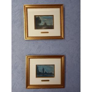 Pair Of Pastels By Henri-joseph Harpignies (1819-1916): Landscapes.