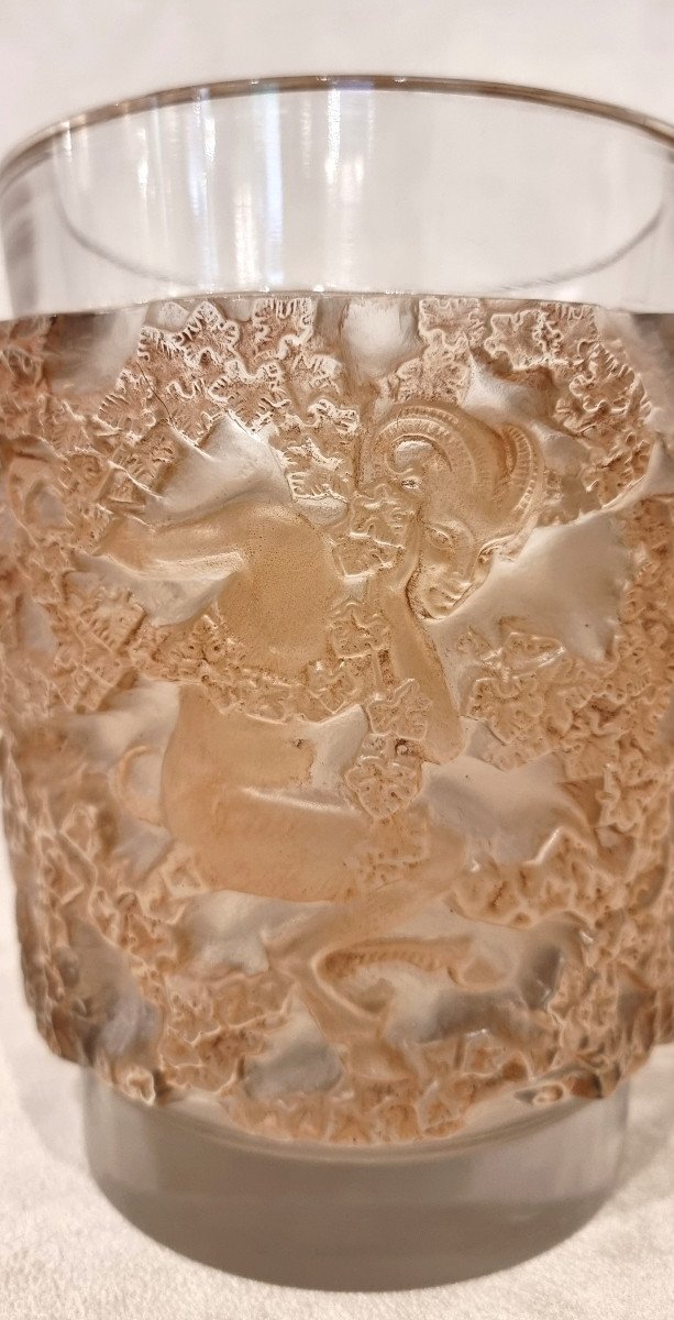 Lalique Vase Bacchus Patine Sépia Circa 1950-photo-4