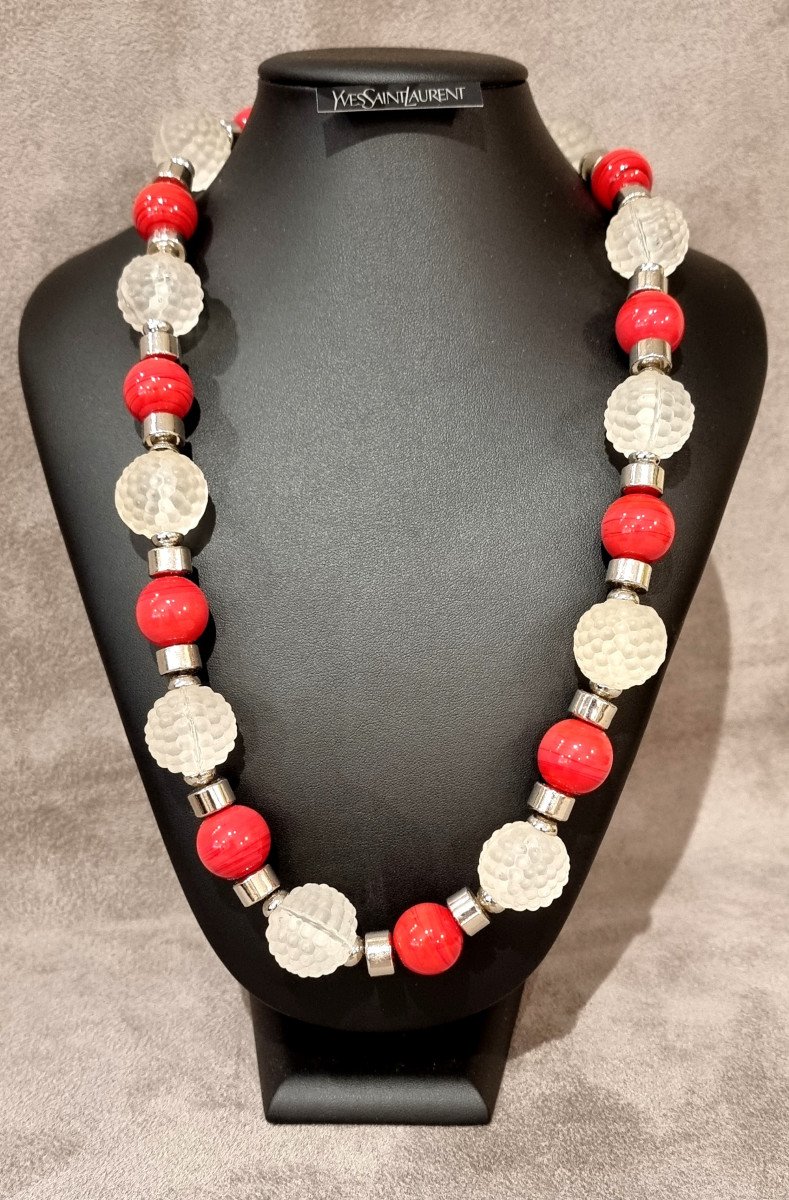 Yves Saint Laurent  Glass Beads And Nickel-plated Metal Necklace