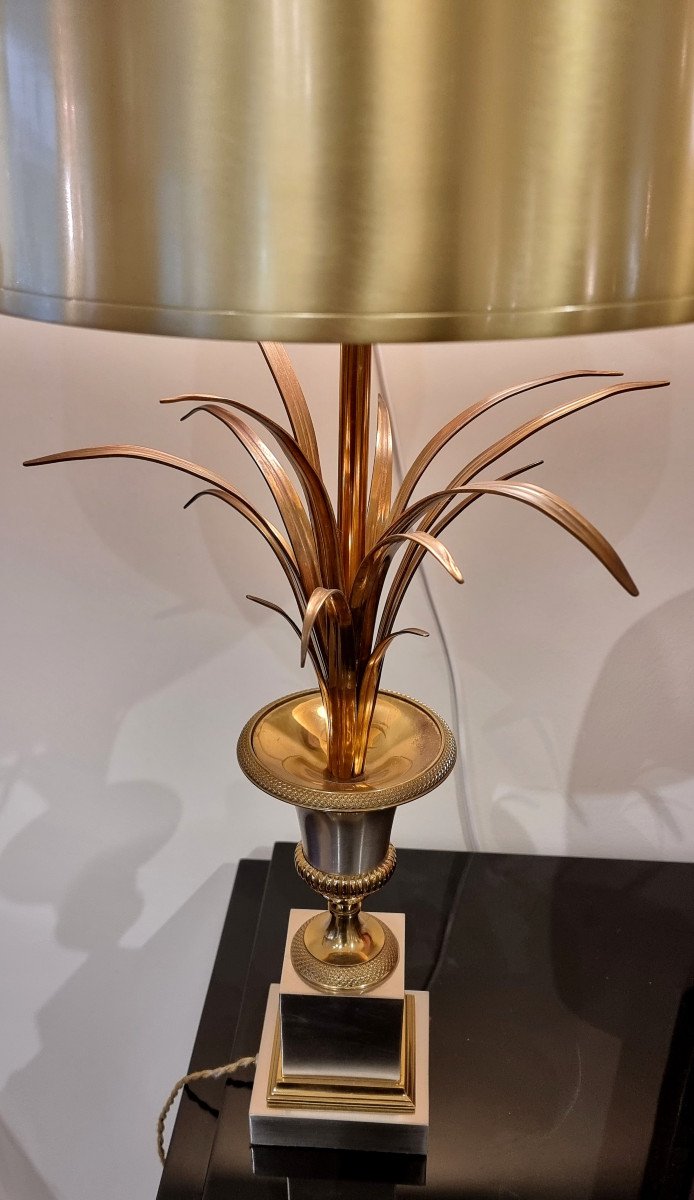 Maison Charles Lampe Roseaux Bronze Design 1970-photo-3