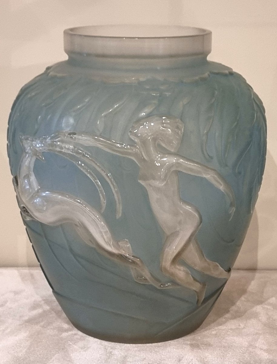 Etling Edmond Vase Femme Aux Antilopes Art Déco 1930