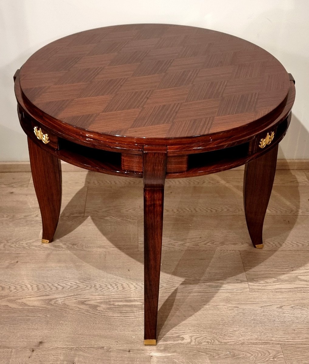 Jules Leleu Rosewood Marquetry Table Circa 1940-photo-2