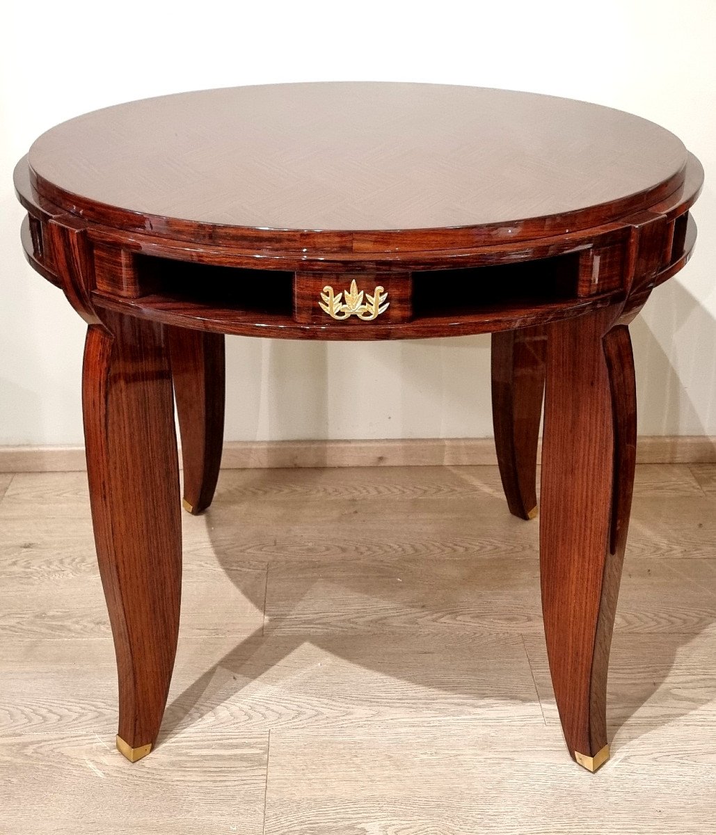 Jules Leleu Rosewood Marquetry Table Circa 1940-photo-3