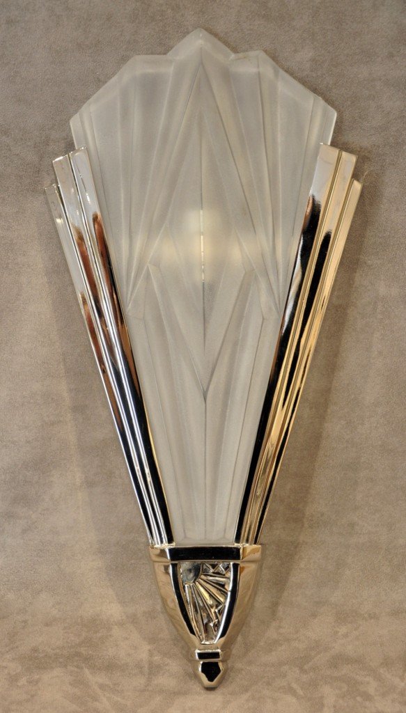 David Gueron Degué Important Pair Of Art Deco Sconces 1930-photo-4