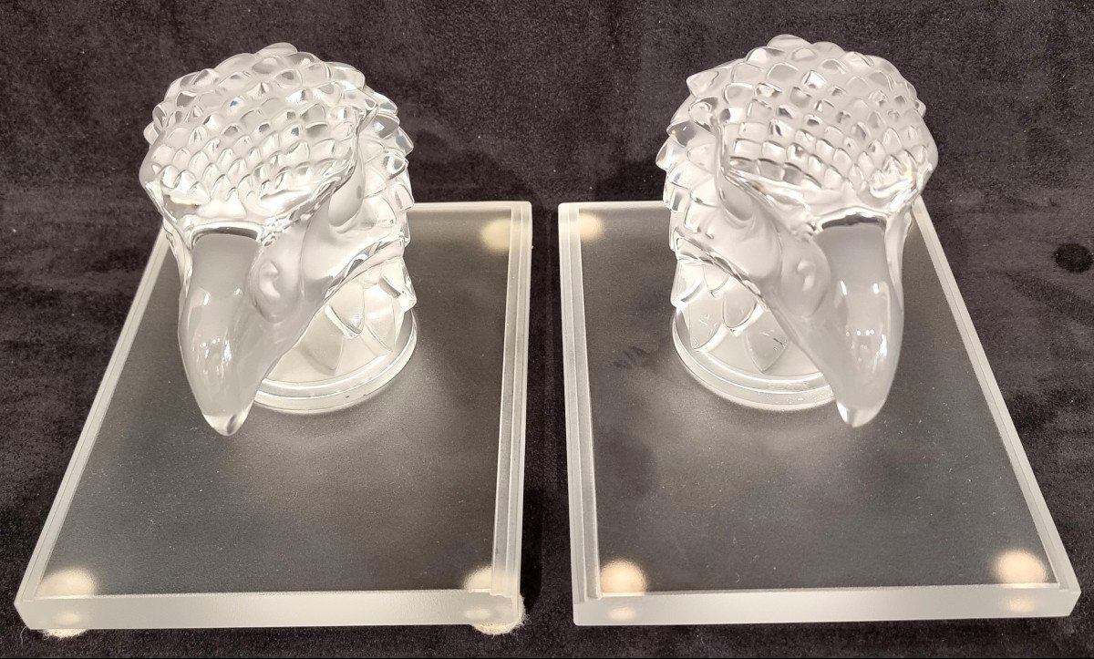 Lalique Paire de Serre-livres Aigles Cristal Avec Coffrets-photo-3