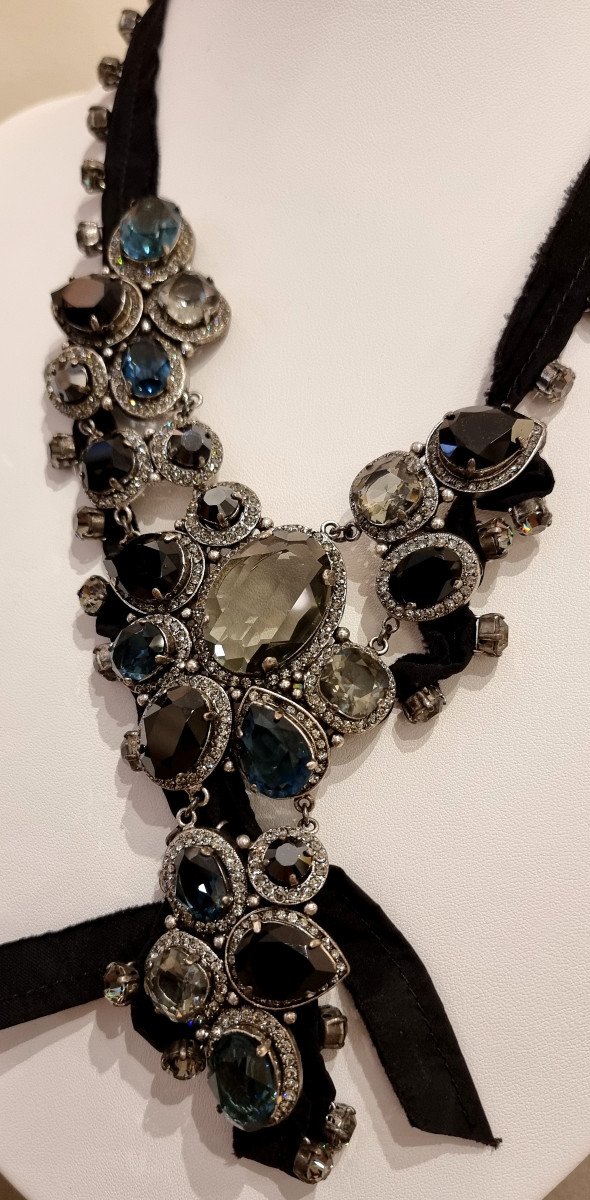 Lanvin Albert Elbaz Crystal And Organza Necklace-photo-4