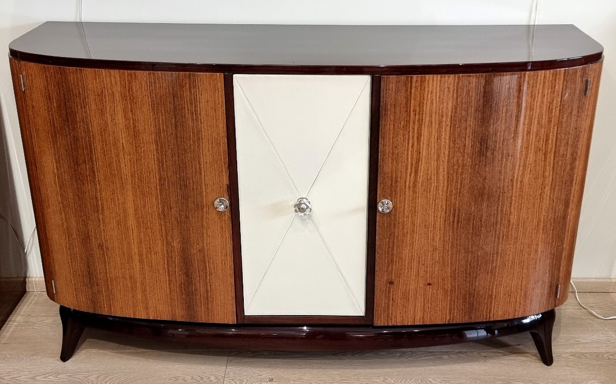 René Prou Curved Buffet In Rosewood & Mahogany 1940
