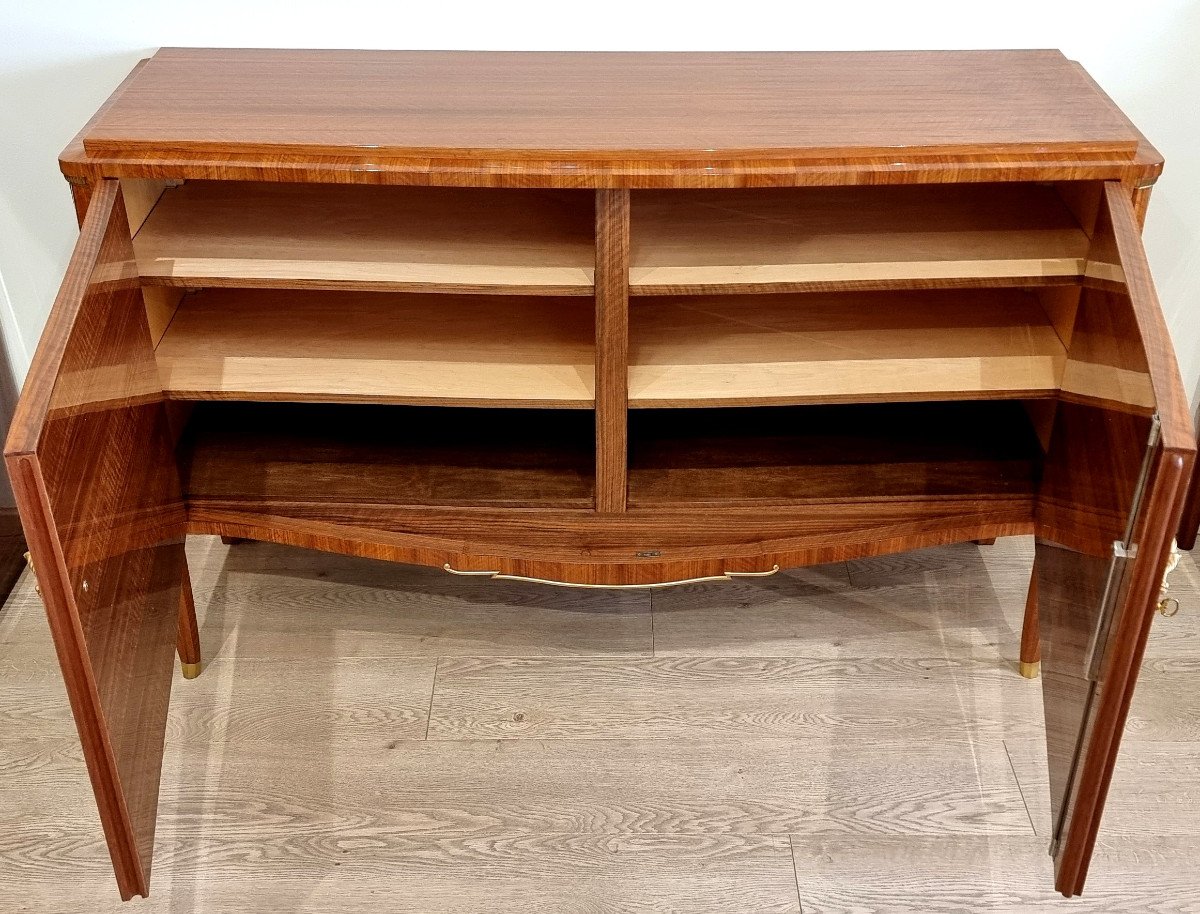 Jules Leleu Commode En Marqueterie De 1957 En Noyer  Blond & Nacre-photo-1