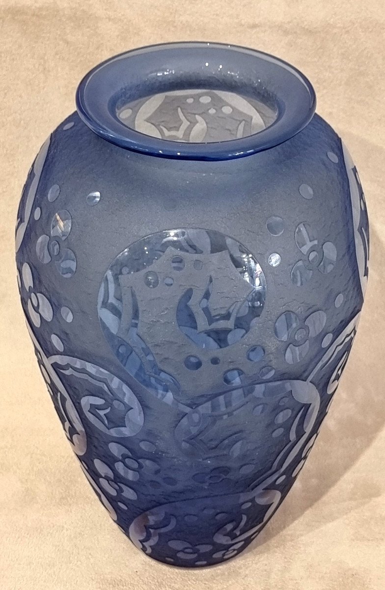 Daum Nancy Art Deco Blue Vase 1925-1930-photo-2