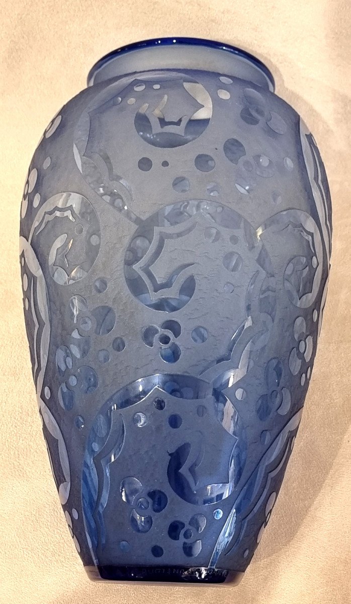 Daum Nancy Art Deco Blue Vase 1925-1930-photo-1