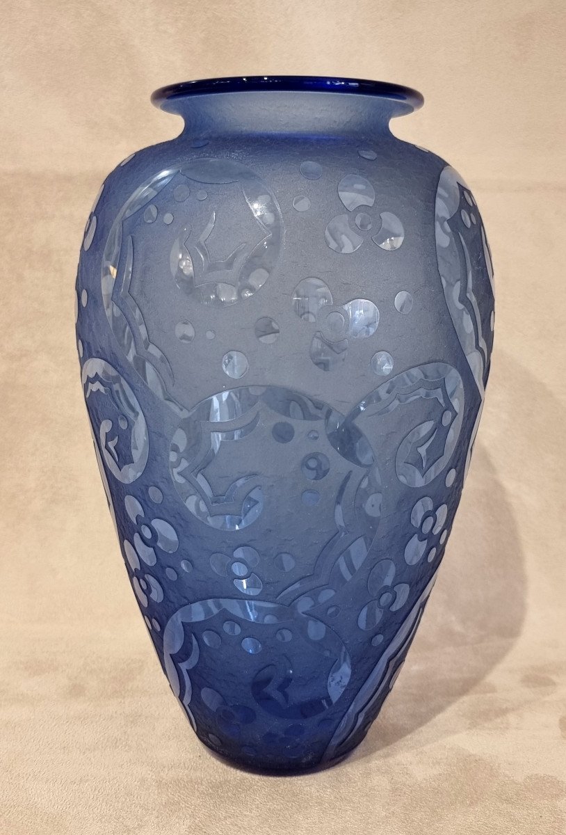 Daum Nancy Art Deco Blue Vase 1925-1930-photo-2