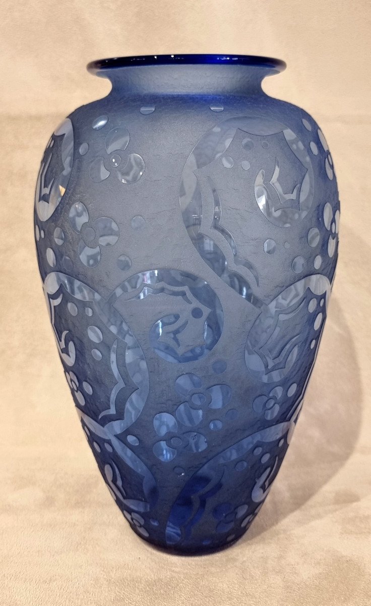 Daum Nancy Art Deco Blue Vase 1925-1930-photo-4