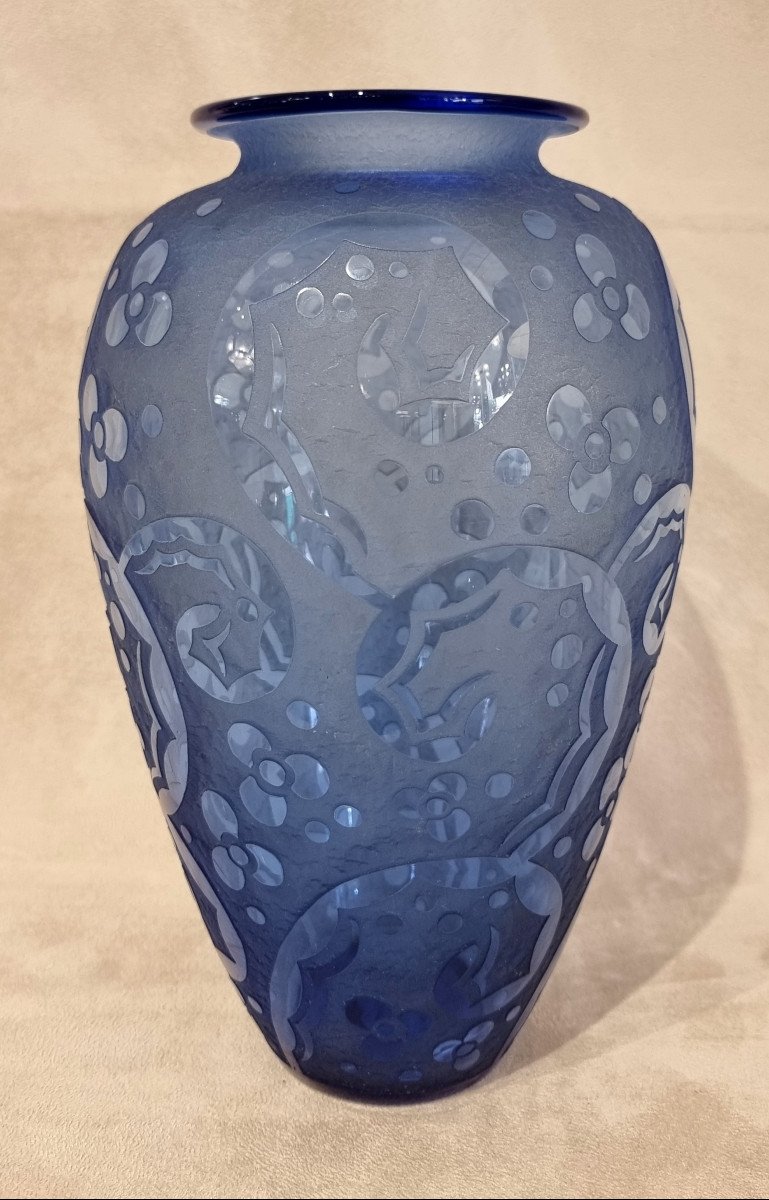 Daum Nancy Art Deco Blue Vase 1925-1930-photo-5