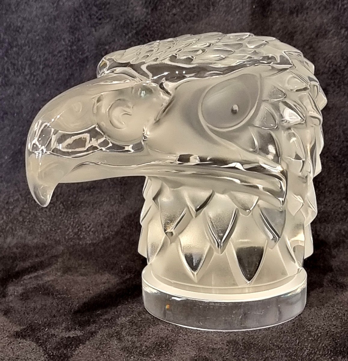 Lalique Mascotte Presse Papier Tête d'Aigle Cristal -photo-2