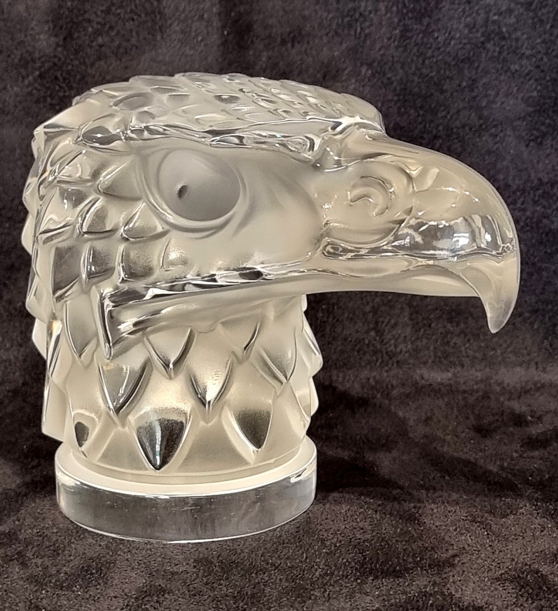 Lalique Mascotte Presse Papier Tête d'Aigle Cristal -photo-3