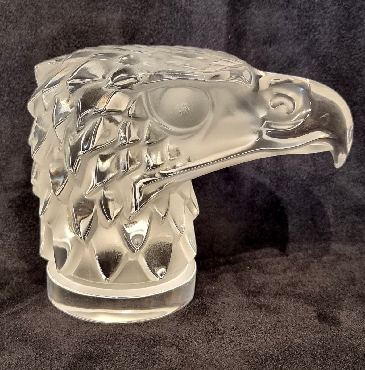 Lalique Mascotte Presse Papier Tête d'Aigle Cristal -photo-1