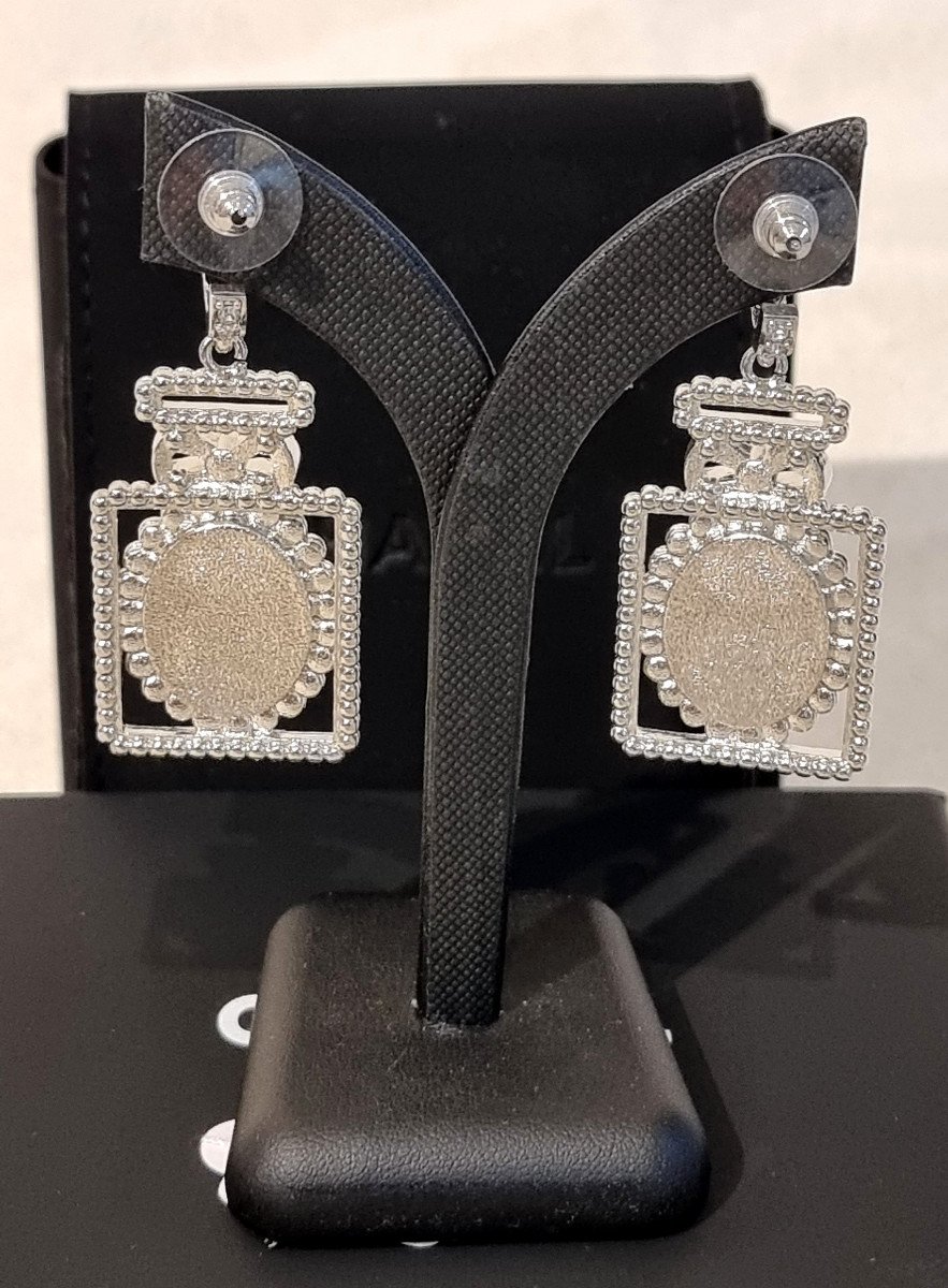 Chanel Pair Of Leather & Crystal Dangling Bottle Earrings-photo-1