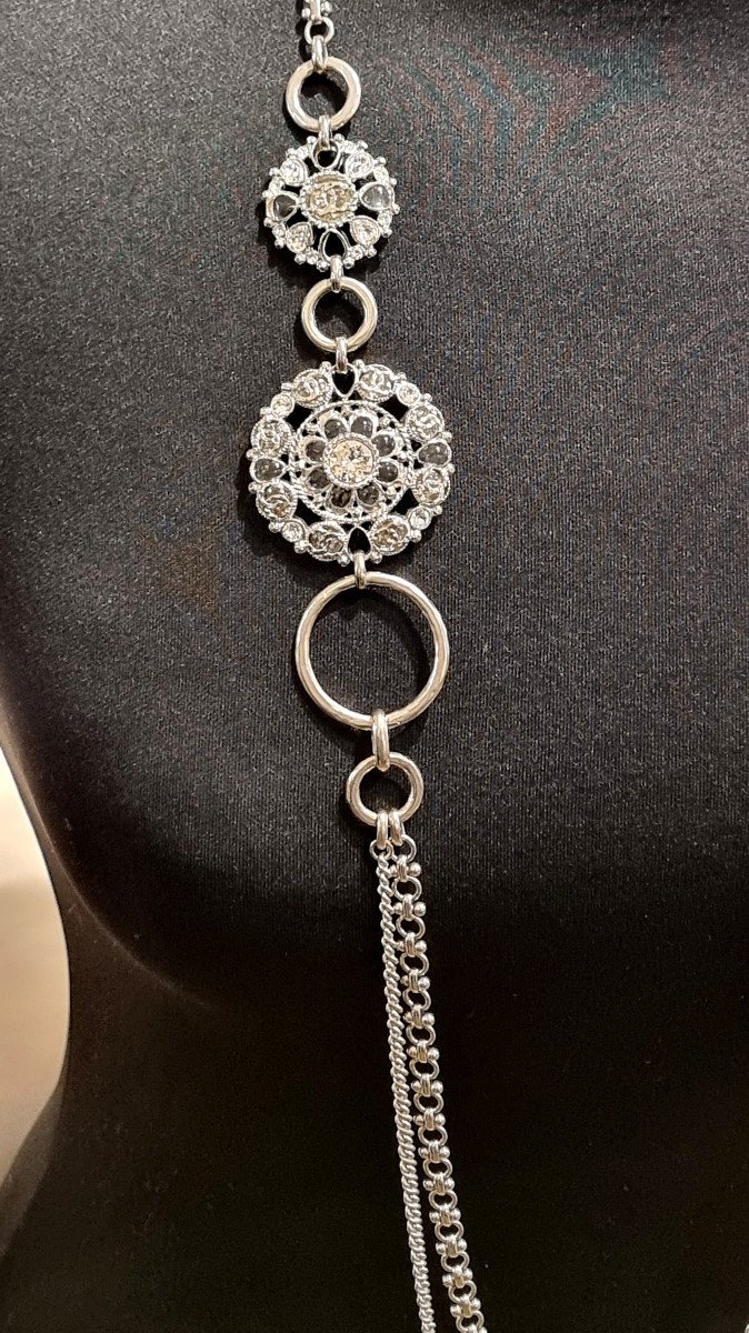 Chanel Silver Metal & Crystal Long Necklace-photo-4