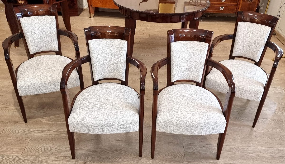 Batistin Spade & Marc Simon Set Of 4 Normandy Model Armchairs Circa 1940-1950