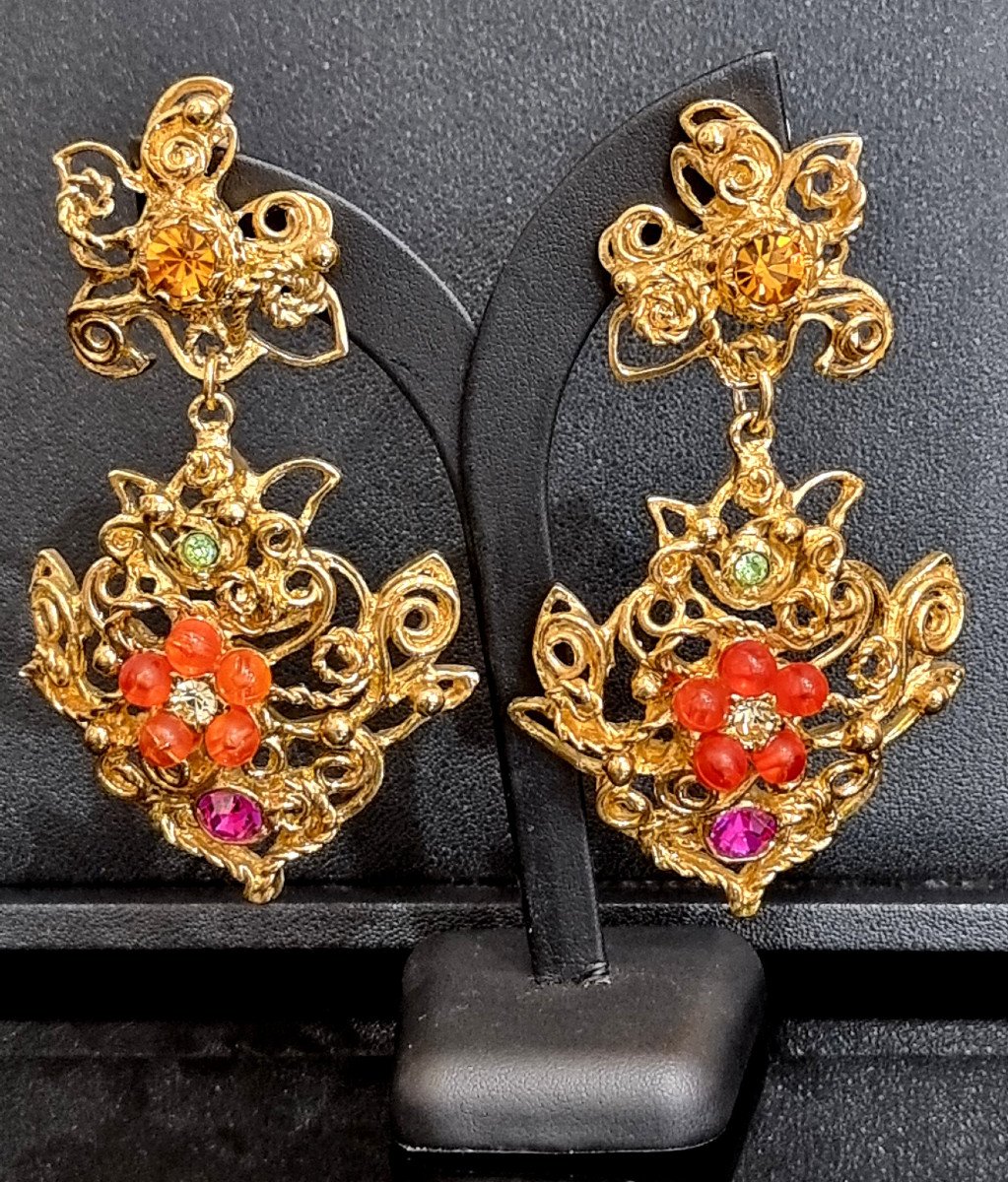 Christian Lacroix Pair Of Dangling Clip-on Earrings