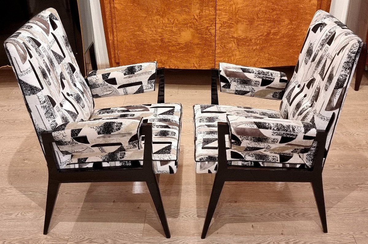 Paire De Fauteuils Laque Noire Design 1950-photo-4