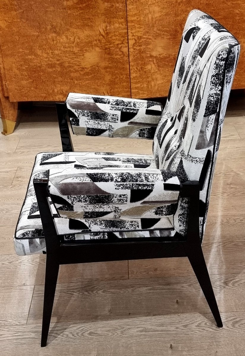 Paire De Fauteuils Laque Noire Design 1950-photo-3