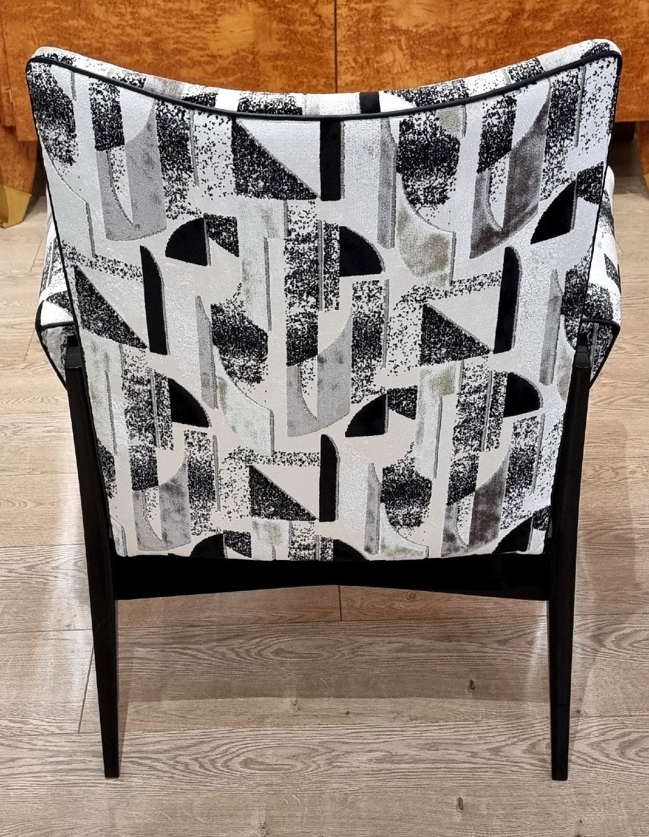 Paire De Fauteuils Laque Noire Design 1950-photo-4