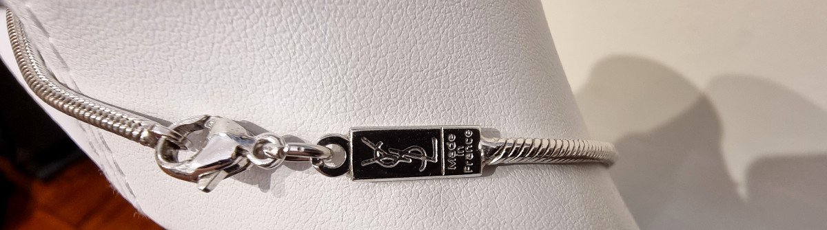 Ysl Yves Saint Laurent Collection Silver Heart Necklace -photo-2