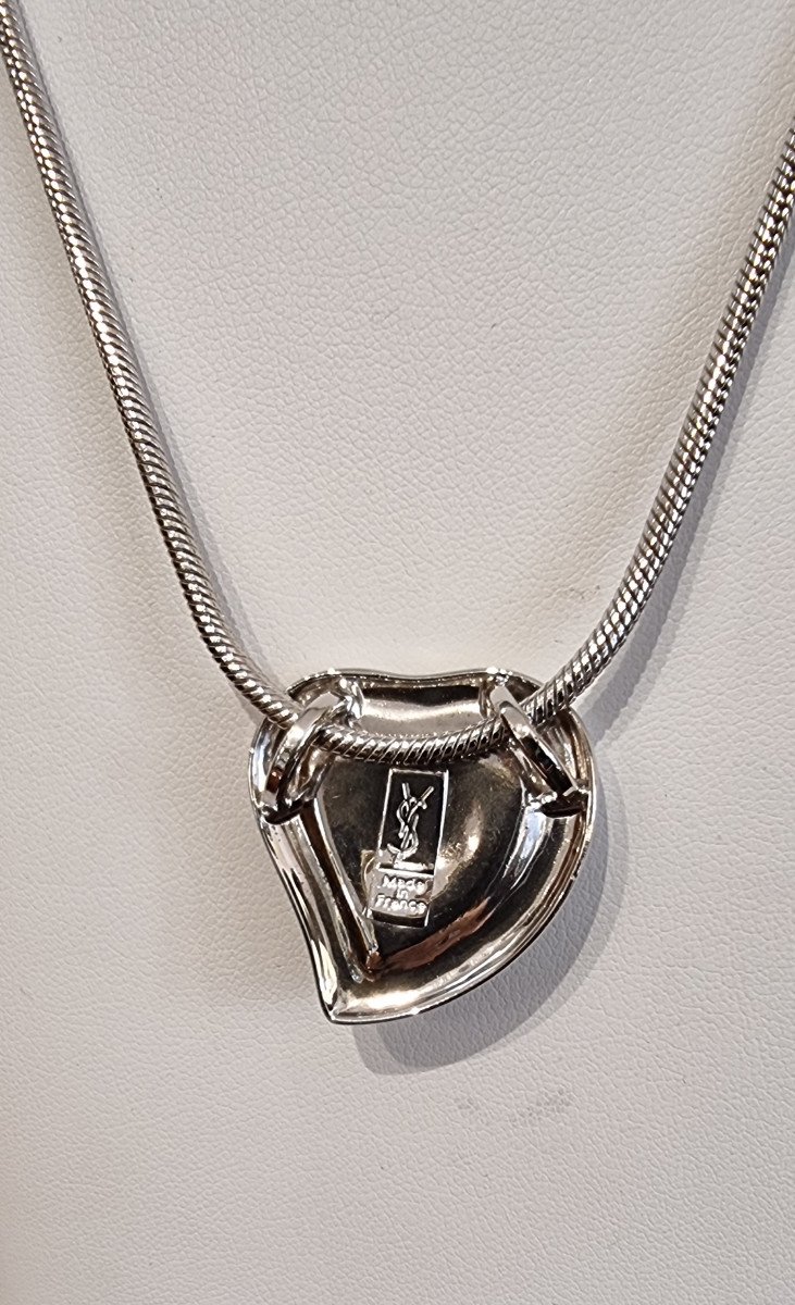 Ysl Yves Saint Laurent Collection Silver Heart Necklace -photo-4