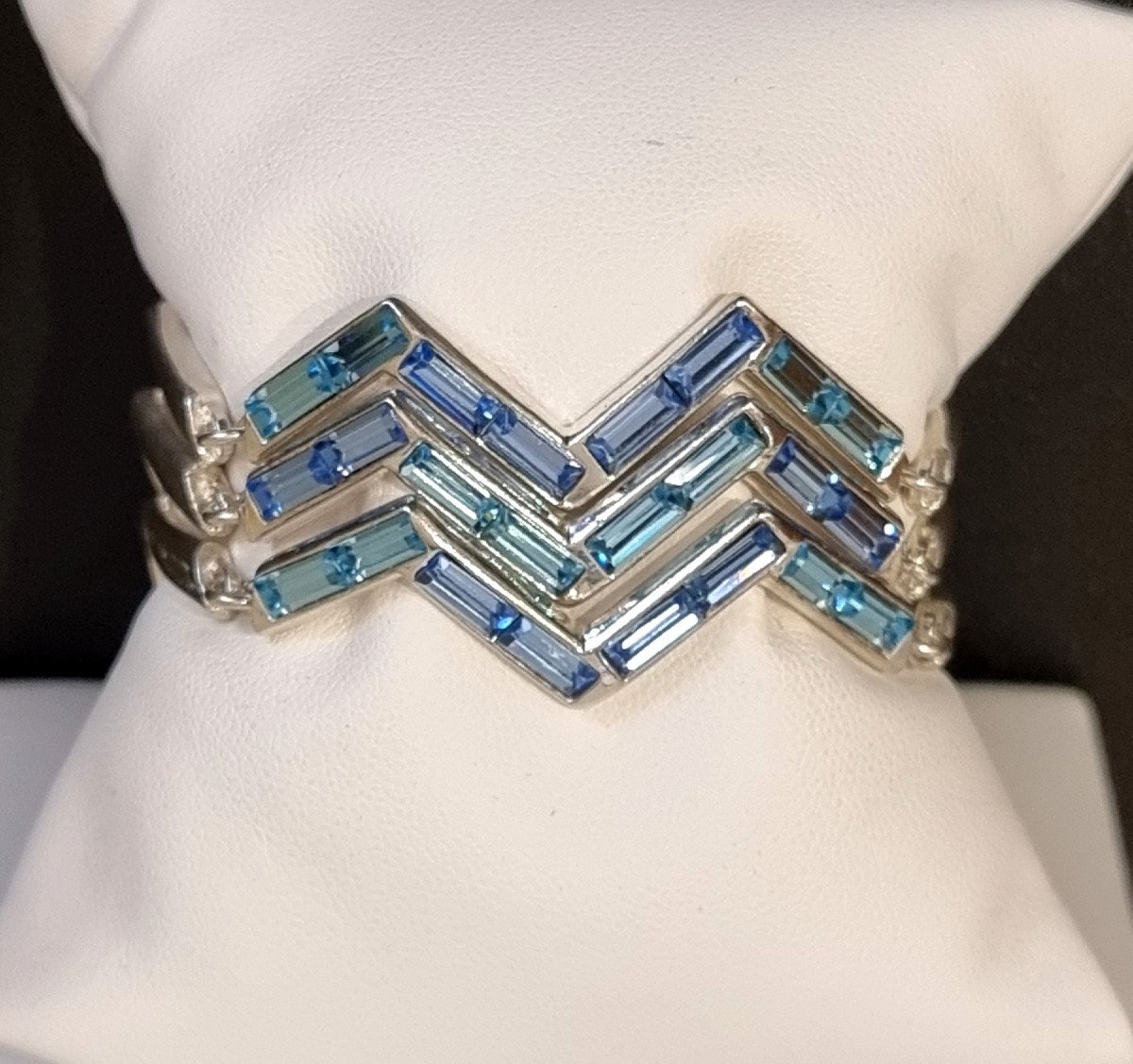 Ysl Yves Saint Laurent Steel & Blue Crystal Bracelet-photo-2