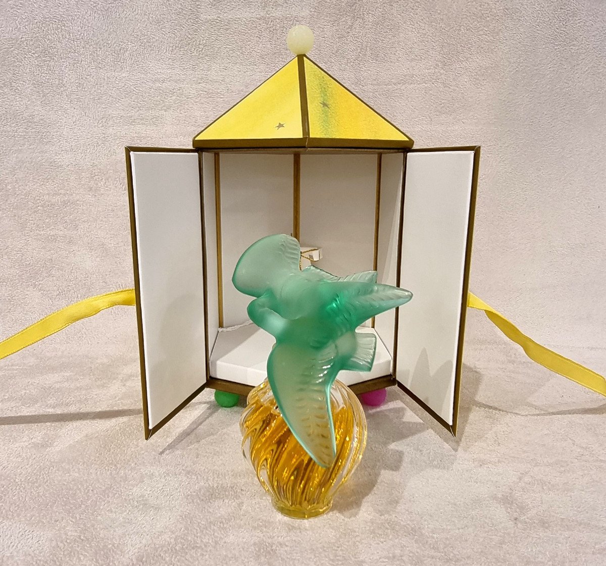 Lalique Nina Ricci l'Air Du Temps Flacon Colombe En Cristal Vert -photo-2