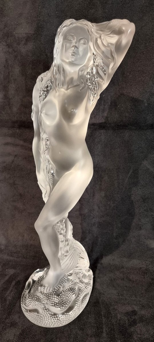 Marie Claude Lalique Grande Nue Néréïdes Sculpture Cristal 1997 Série Limitée-photo-3