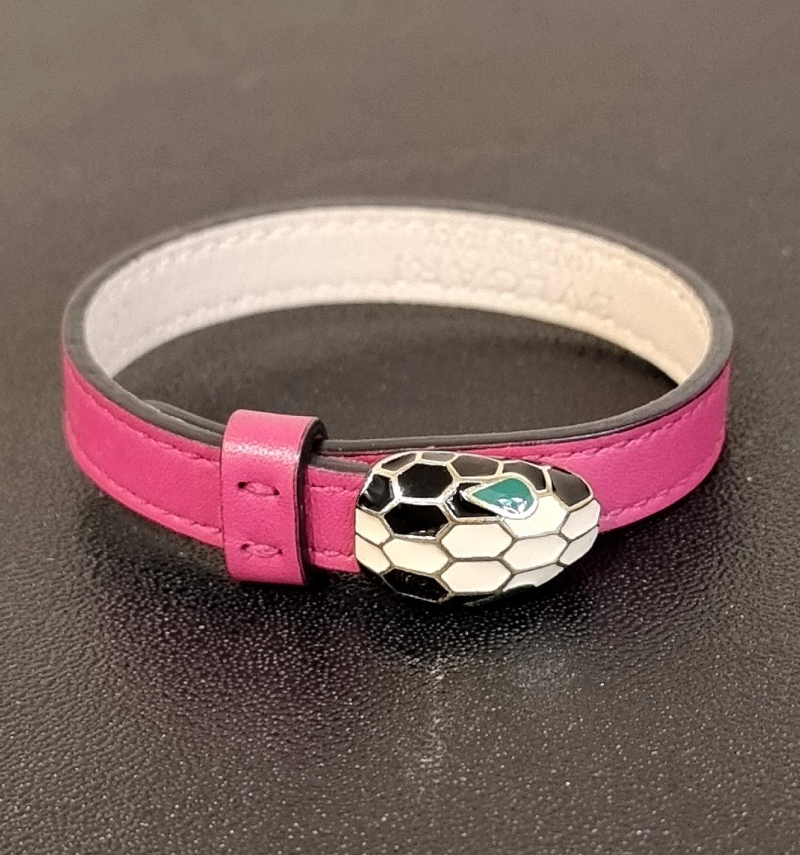 Bulgari Serpenti Enamel & Leather Bracelet -photo-3