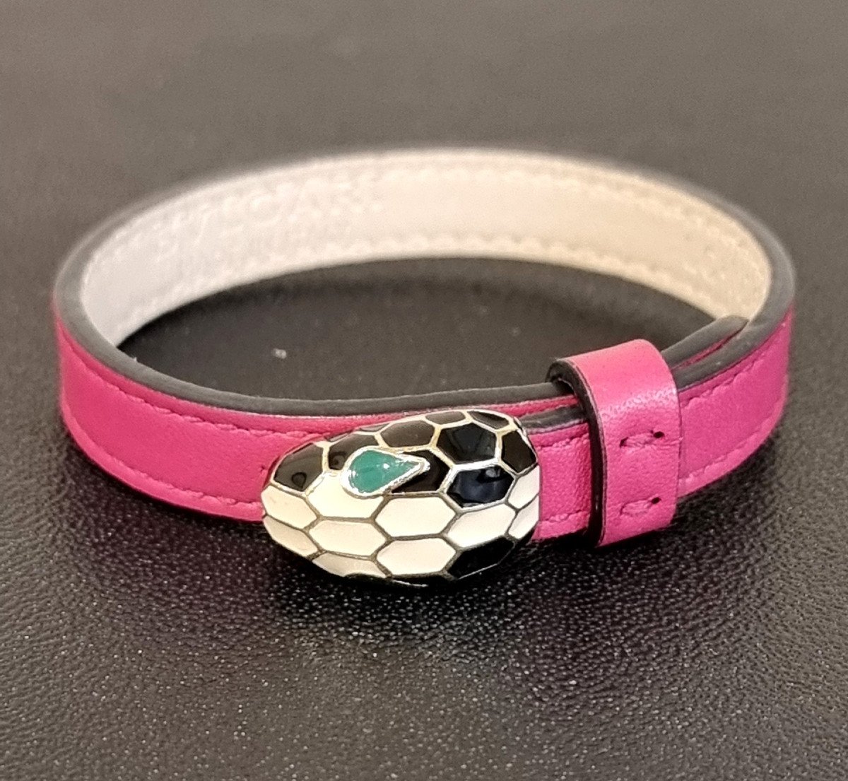 Bulgari Serpenti Enamel & Leather Bracelet -photo-4