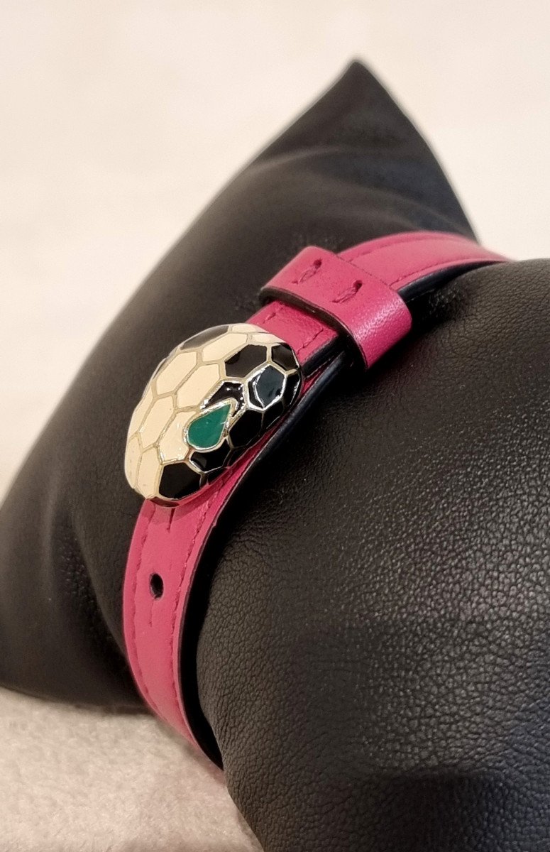 Bulgari Serpenti Enamel & Leather Bracelet 