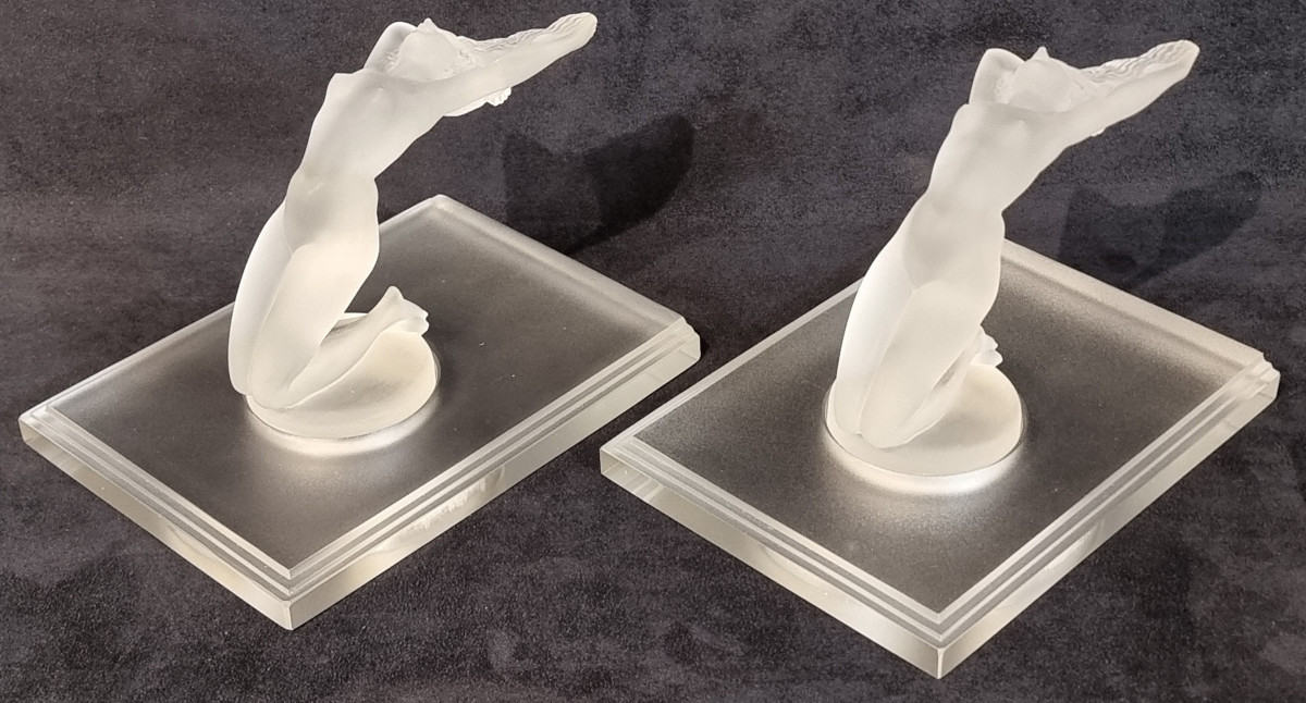 Marc Lalique Pair Of Chrysis Model Bookends-photo-4
