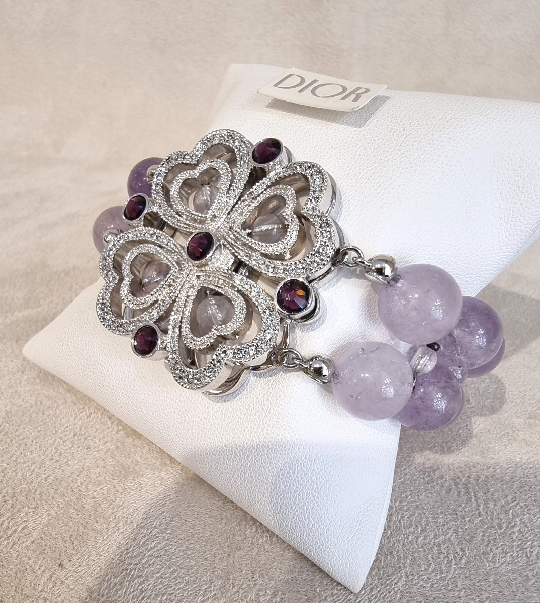 Dior Silver Metal Bracelet With Crystal And Glass Beads-photo-2