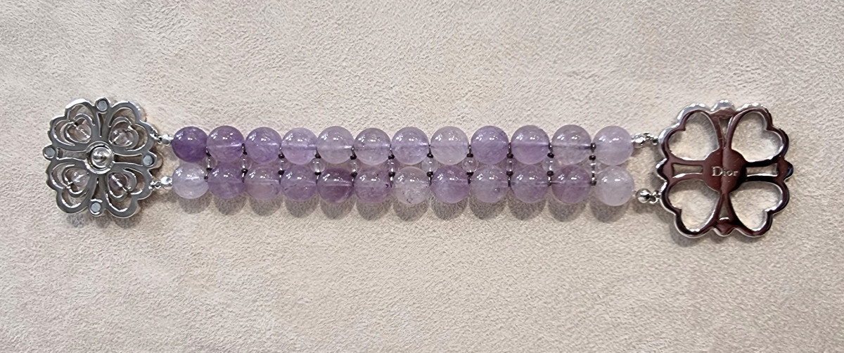 Dior Silver Metal Bracelet With Crystal And Glass Beads-photo-4