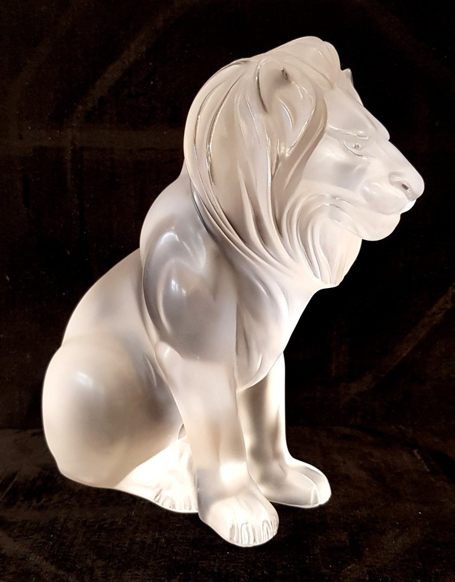 Marie Claude Lalique Lion Model Bamara Crystal  -photo-2