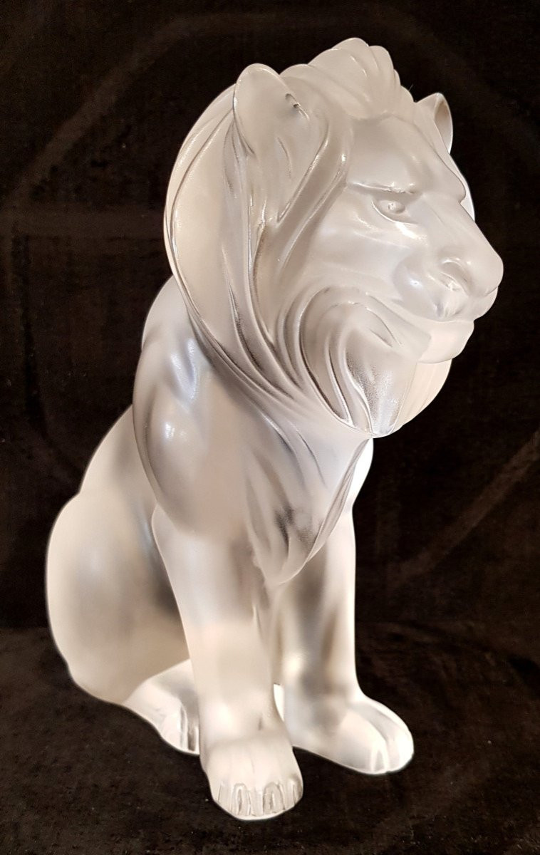 Marie Claude Lalique Lion Model Bamara Crystal  -photo-3
