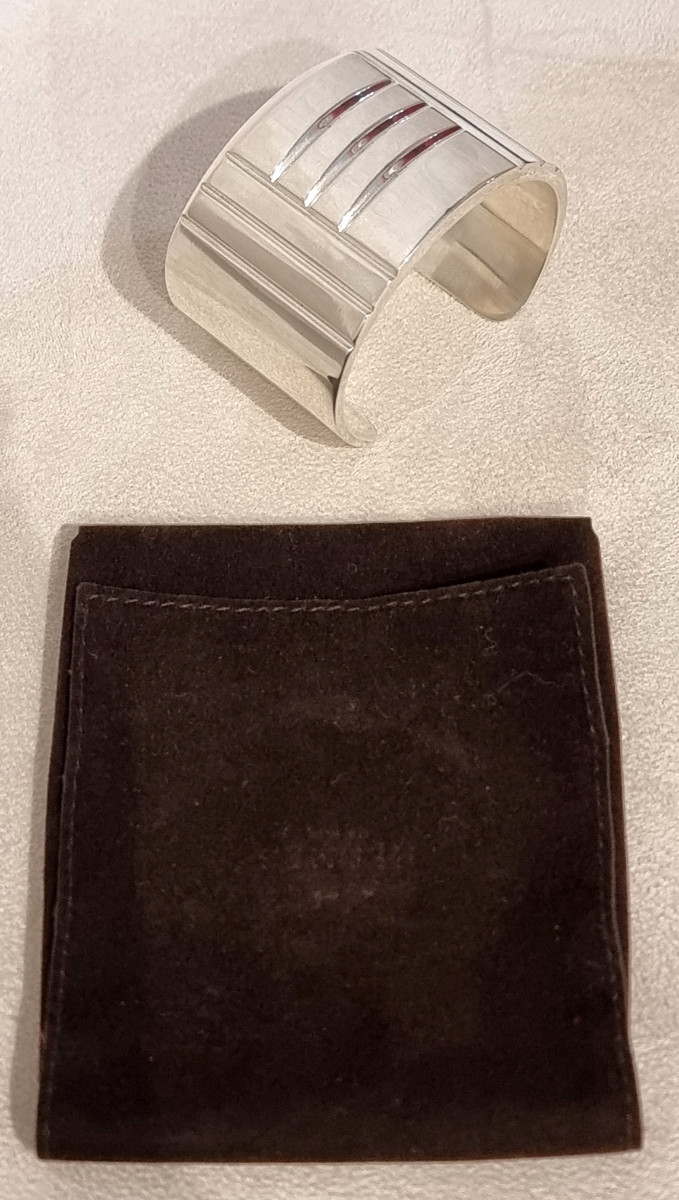 Hermès Vintage H Cuff In 925 Thousandths Silver-photo-2