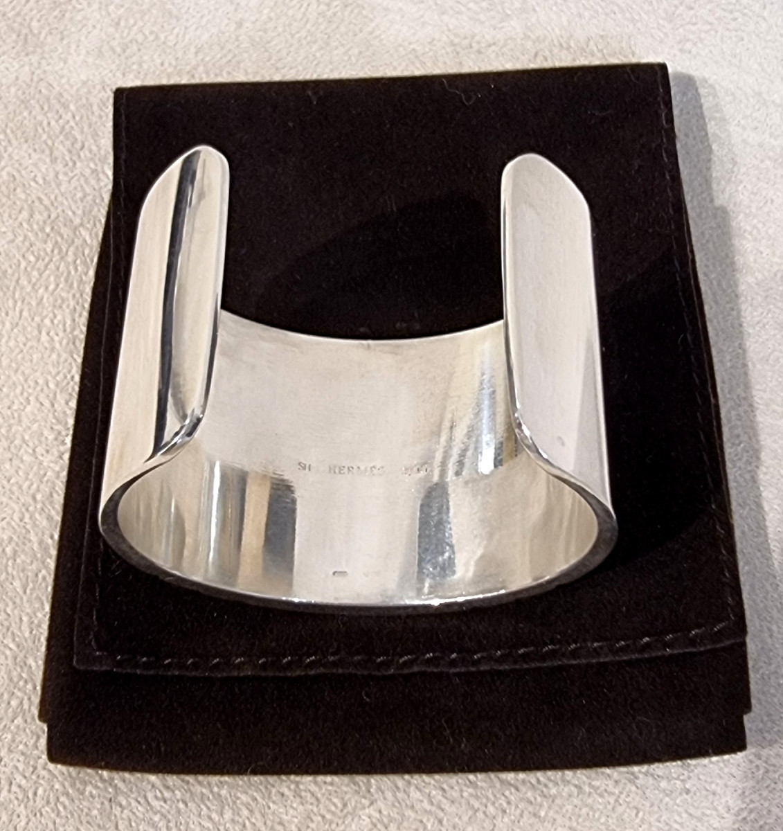 Hermès Vintage H Cuff In 925 Thousandths Silver-photo-3