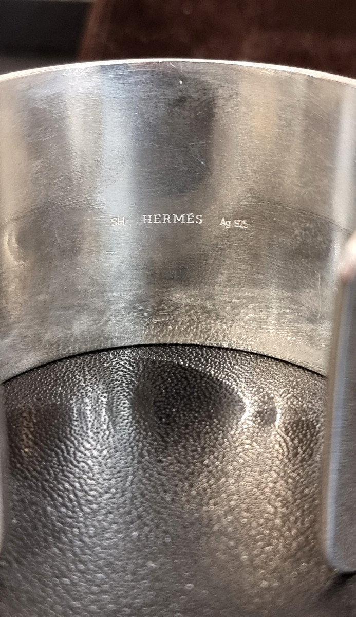 Hermès Vintage H Cuff In 925 Thousandths Silver-photo-7