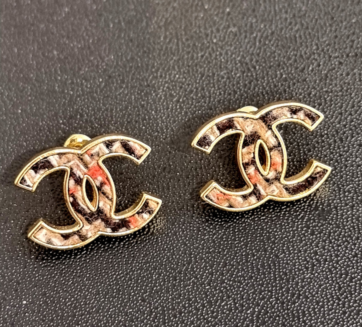 Chanel Tweed Double Cc Earrings-photo-2