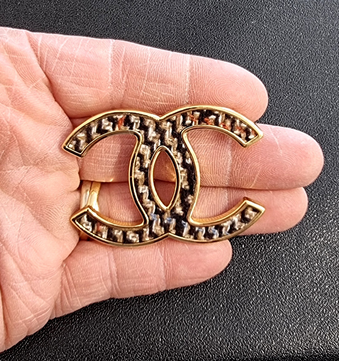 Chanel Tweed Double Cc Brooch-photo-1